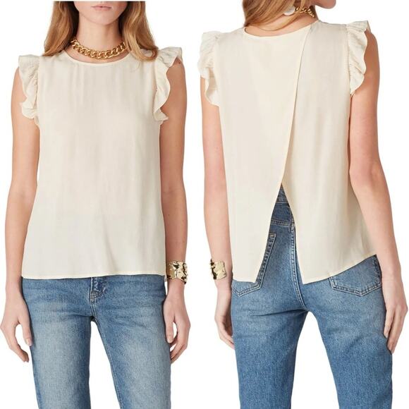 Ba&sh Cream Fani Crepe Ruffle Blouse Small - Picture 1 of 14